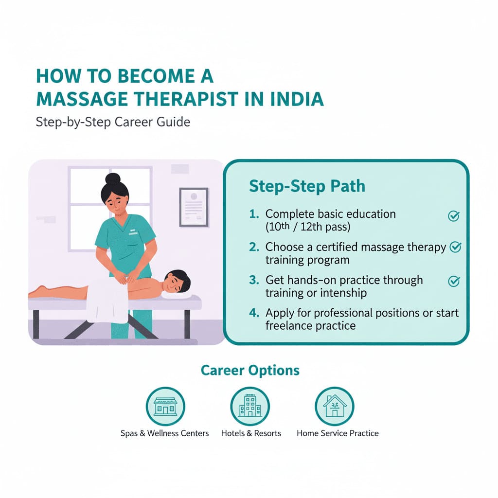 Massage therapy student learning professional techniques in training environment