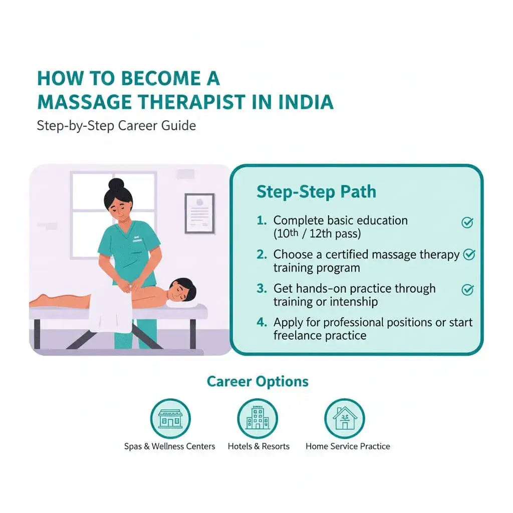 Massage therapy student learning professional techniques in training environment