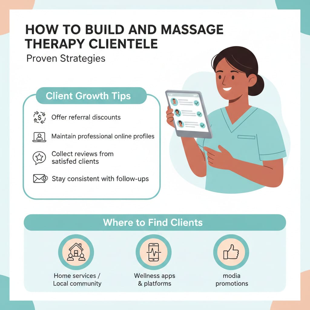 Massage therapist reviewing appointment schedule with multiple client bookings