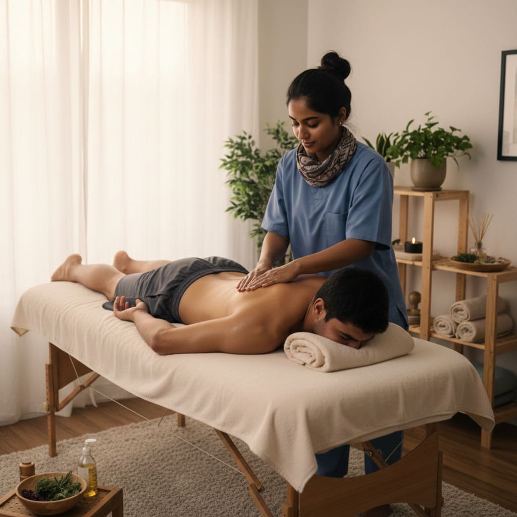 Professional home massage service in Chennai - therapist providing relaxation massage