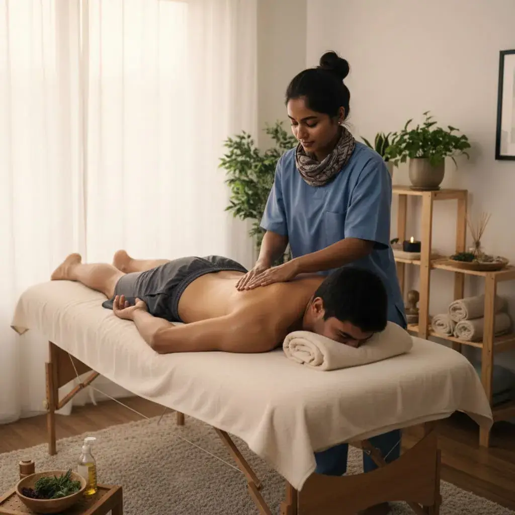 Professional home massage service in Chennai - therapist providing relaxation massage