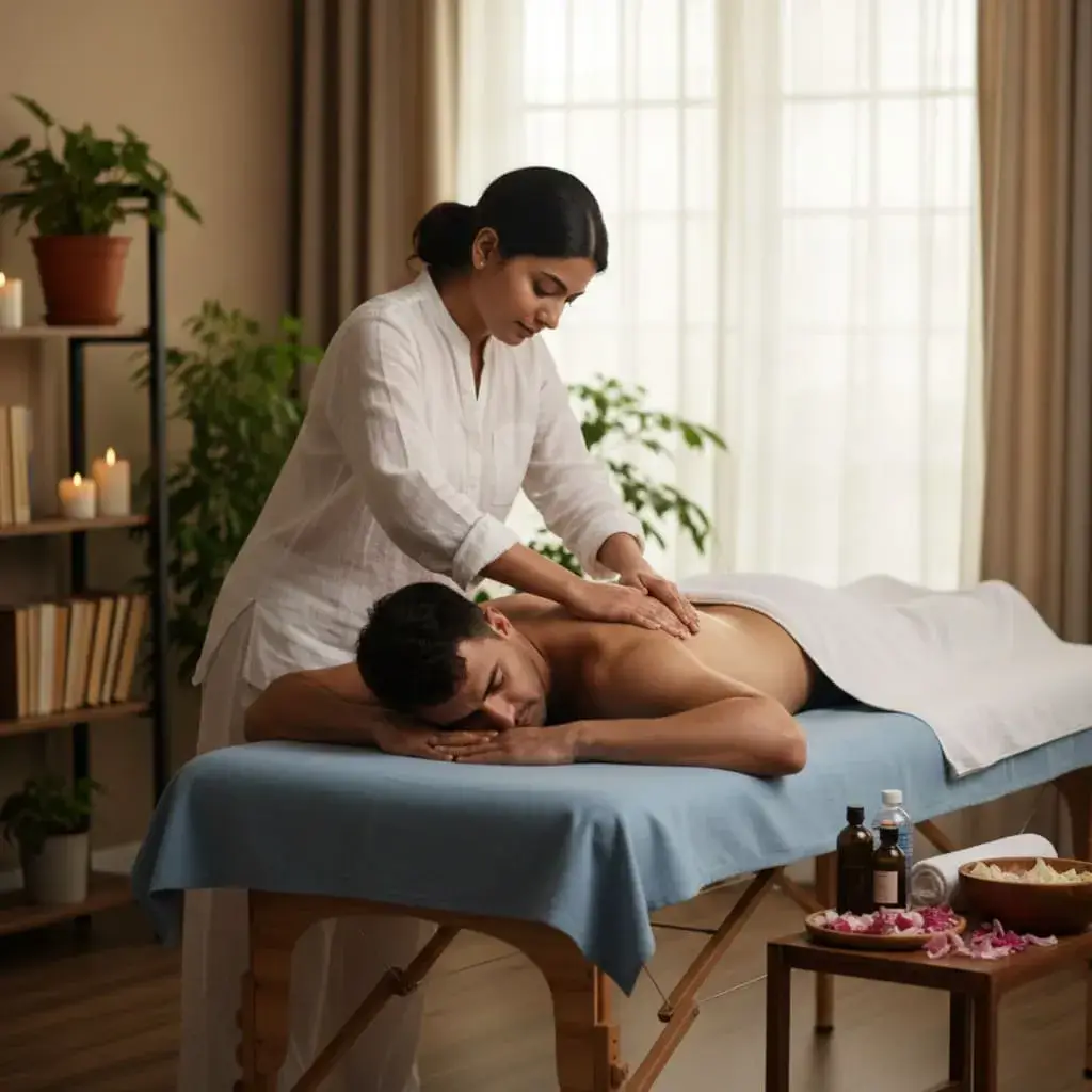 Professional home massage service in Hyderabad - therapist providing relaxation massage