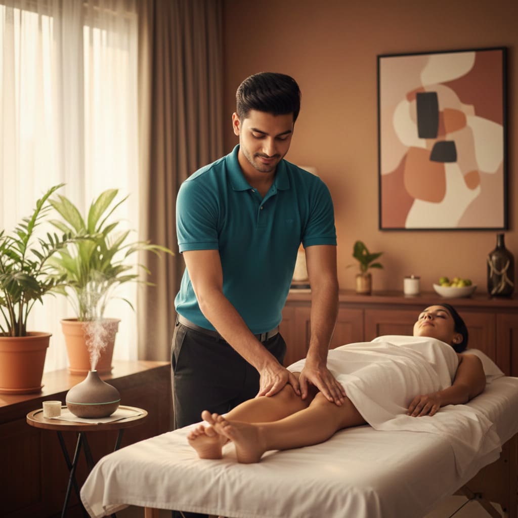 Professional home massage service in Kochi - therapist providing relaxation massage