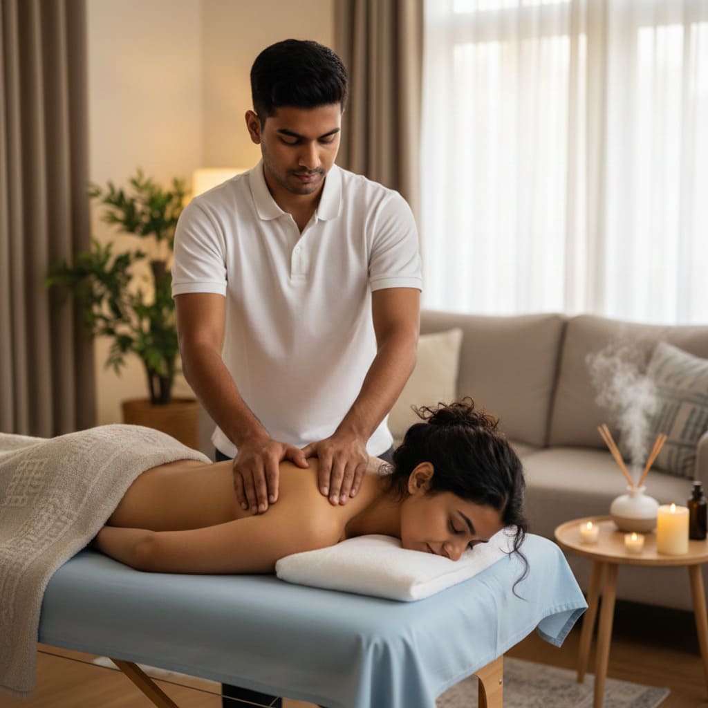 Professional home massage service in Pune - therapist providing relaxation massage
