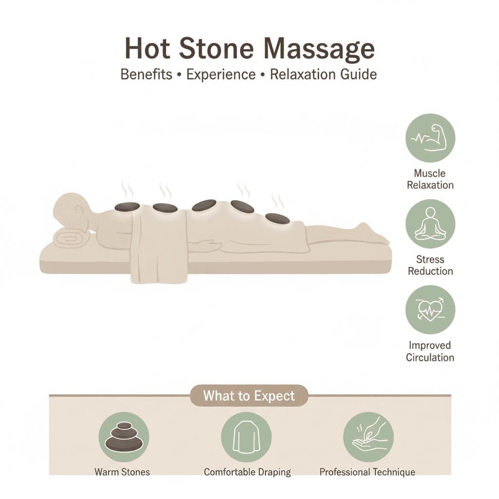 Hot stone massage therapy with smooth heated basalt stones placed along the spine