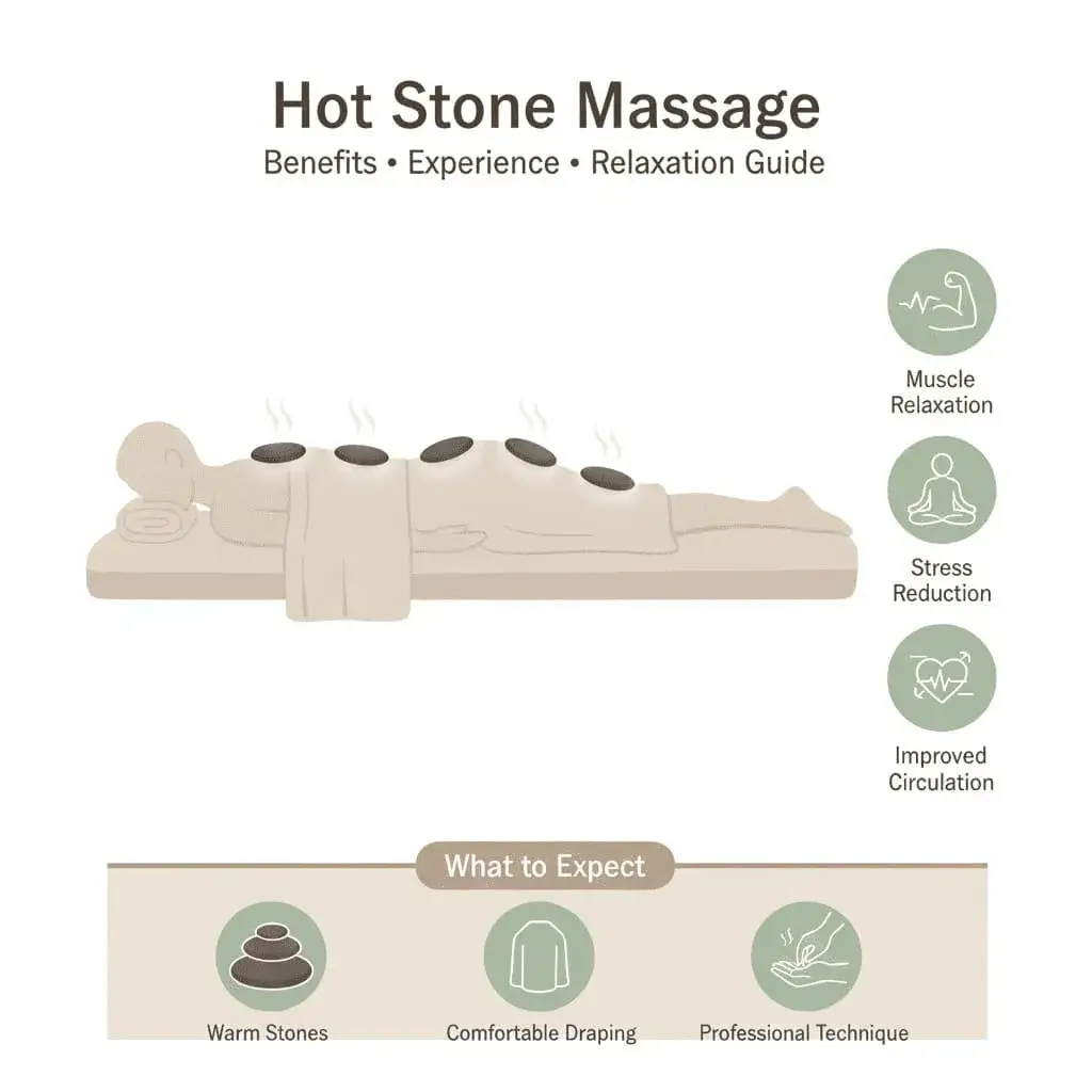 Hot stone massage therapy with smooth heated basalt stones placed along the spine