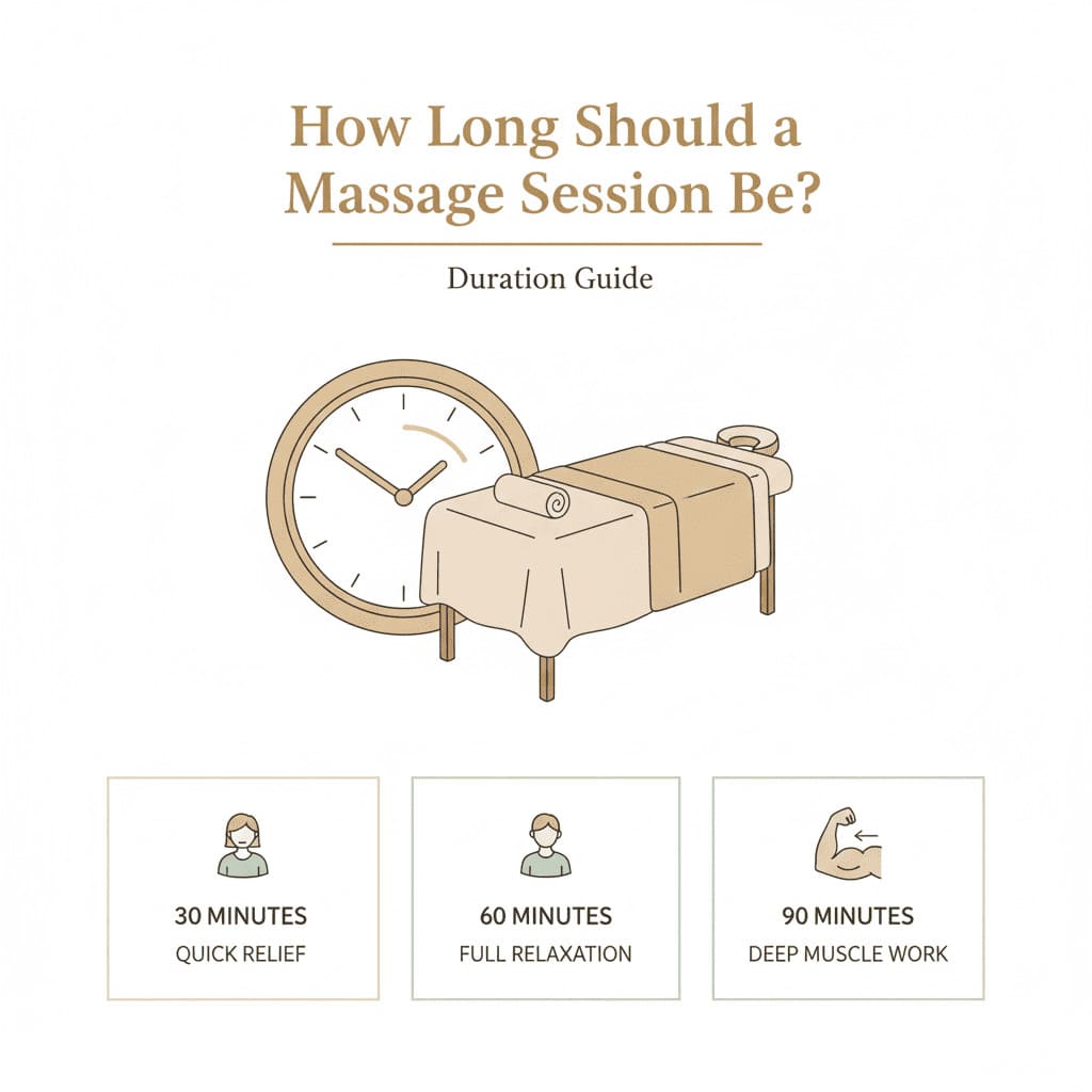Clock next to massage table representing session duration planning