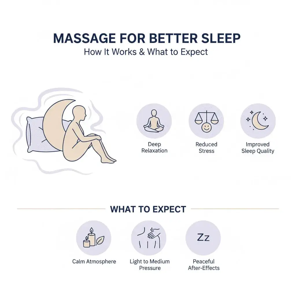 Person in peaceful relaxation during massage therapy for better sleep