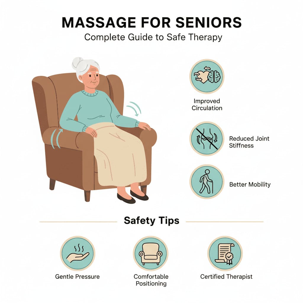 Senior person receiving gentle therapeutic massage in comfortable setting