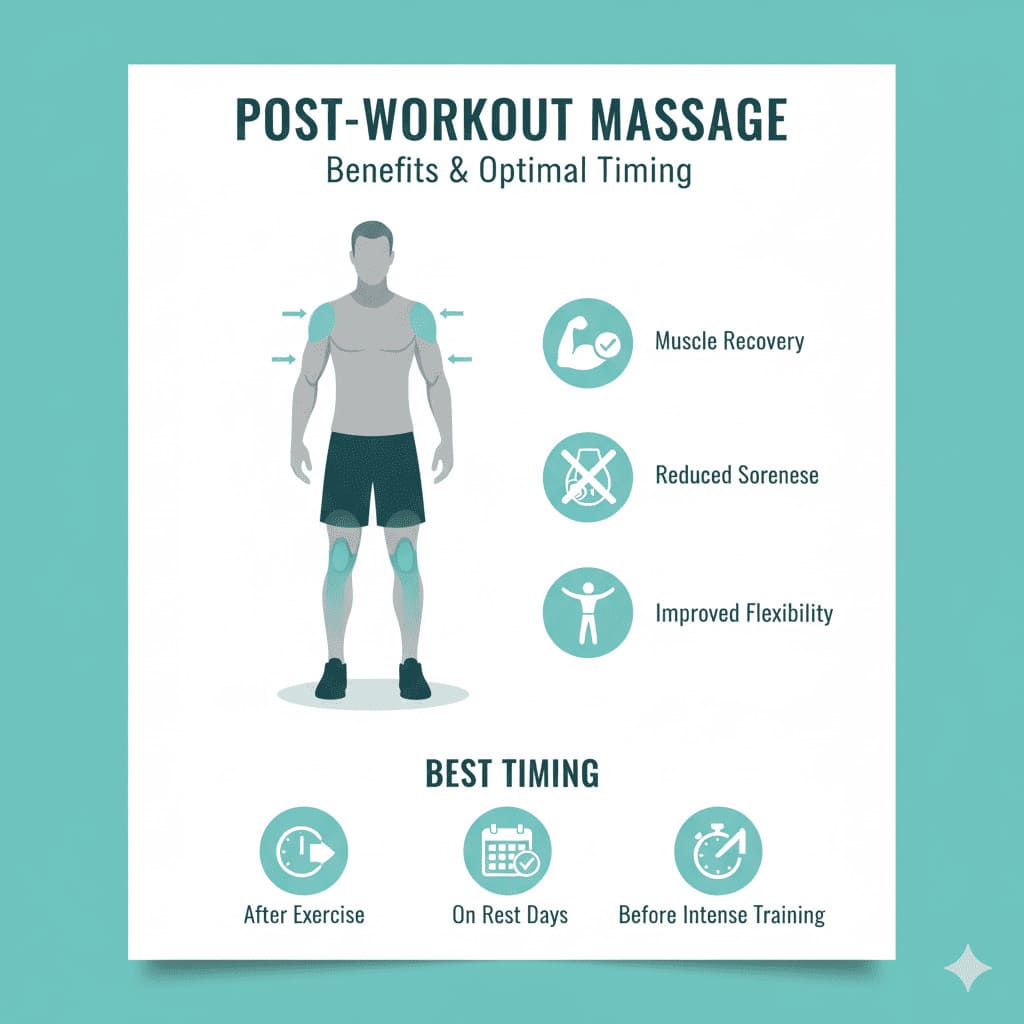 Athletic person receiving recovery massage after workout