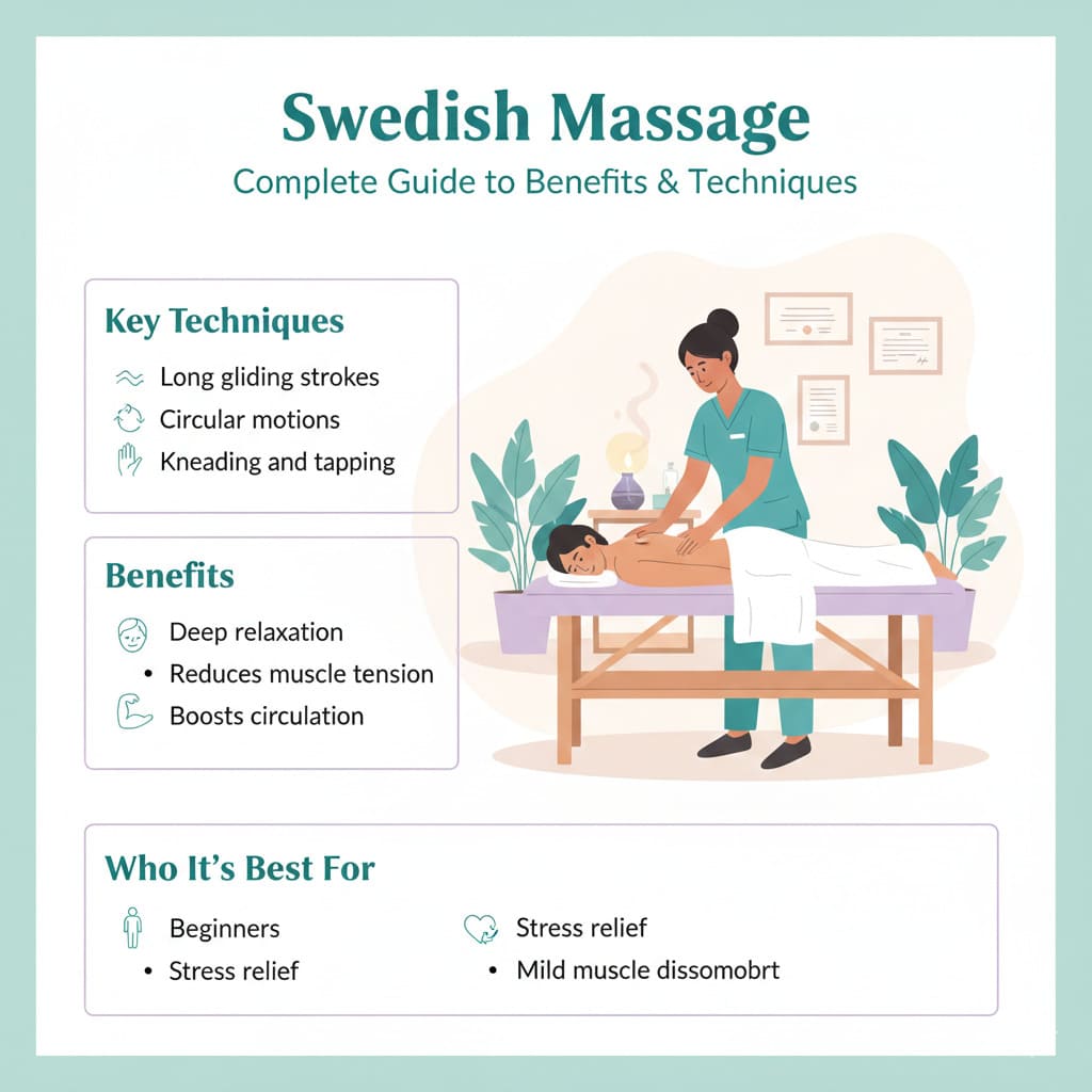 Professional Swedish massage therapy session with flowing relaxation techniques
