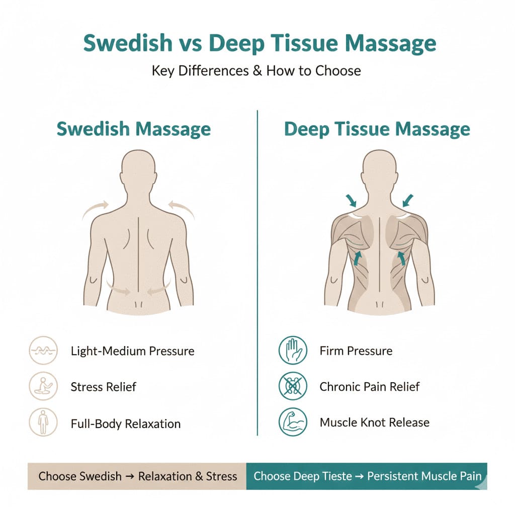 Comparison of Swedish massage relaxation techniques and deep tissue therapeutic pressure