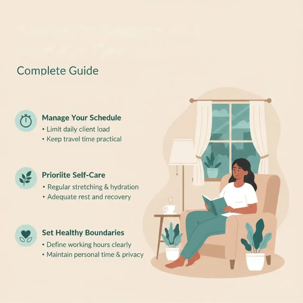 Relaxed massage therapist enjoying personal time after work